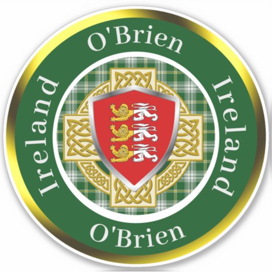 O'Brien Irish Shield & Celtic Cross Personalized シール (正面)