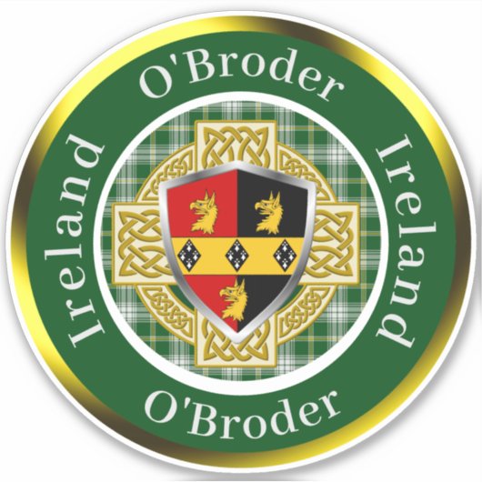 O'Broder Irish Shield & Celtic Cross Personalized シール (正面)