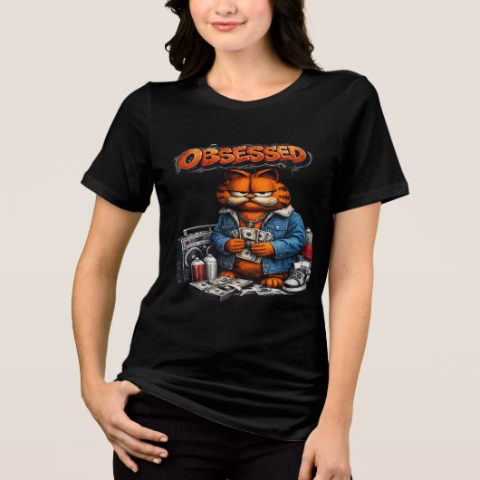 Obsessed Cat Street Style Graphic T-Shirt  トライブレンドＴシャツ (正面)