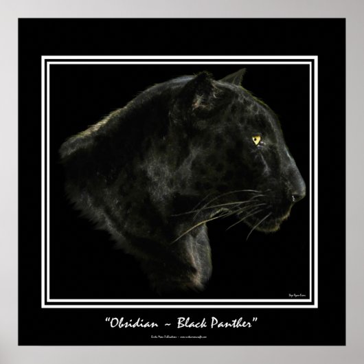 "OBSIDIAN" ~ Black Panther Puma Wildlife Art Print ポスター (正面)