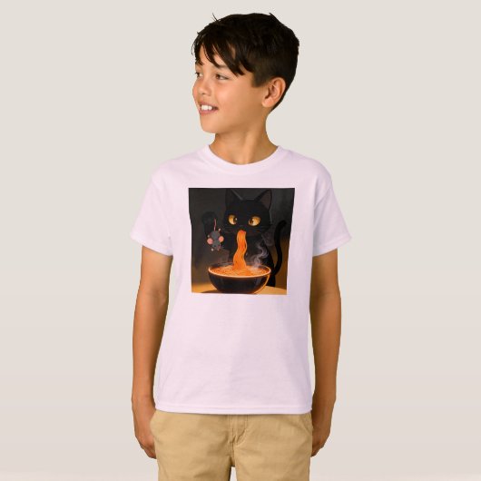 Obsidian Cat & Daring Mouse – Midnight Ramen Feast Tシャツ (正面フル)