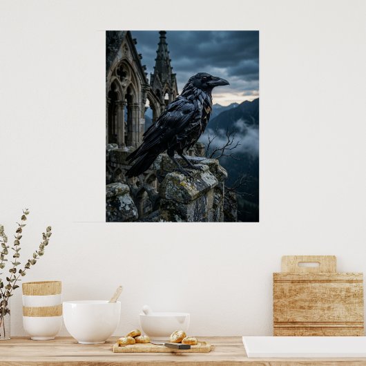 Obsidian Crow Gothic Spire ポスター (キッチン)