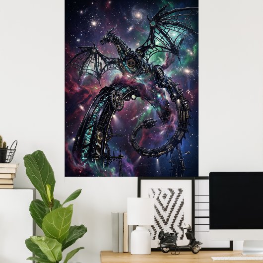 Obsidian Mechanical Nebula Art ポスター (ホームオフィス)