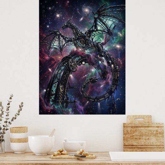 Obsidian Mechanical Nebula Art ポスター (キッチン)