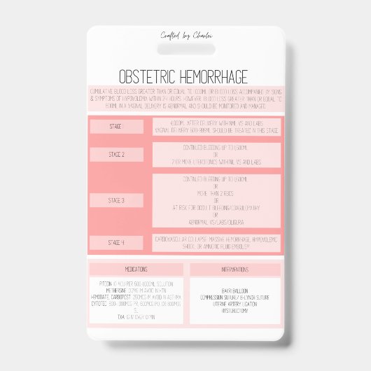 Obstetric Hemorrhage Reference Nurse Badge バッジ (表面)
