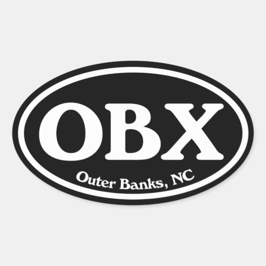 OBXアウターバンクブラックオーバル 楕円形シール (正面)
