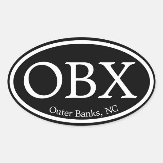 OBXアウターバンクブラックオーバル 楕円形シール (正面)