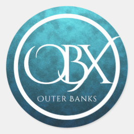 OBXアウターバンクNCオンブルーウォーター背景ビーチ ラウンドシール