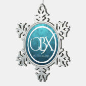 OBXアウターバンクNCビーチブルーウォーター背景 スノーフレークピューターオーナメント (右)