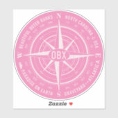 OBXコンパスアウターバンクヴィンテージホワイトピンク シール (シート)