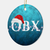 OBXサンタパーソナライズされたハットとライトクリスマス セラミックオーナメント (左)