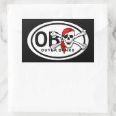 OBXスカルとCrossbones Pirateステッカー 長方形シール (バッグ)