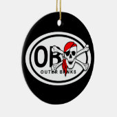 OBXパーソナライズされたスカルとクロスボーンズ海賊 セラミックオーナメント (右)