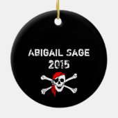 OBXパーソナライズされたスカルとクロスボーンズ海賊 セラミックオーナメント (裏面)