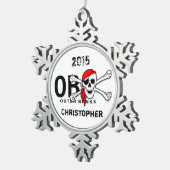 OBXパーソナライズされたスカルCrossbones海賊 スノーフレークピューターオーナメント (右)