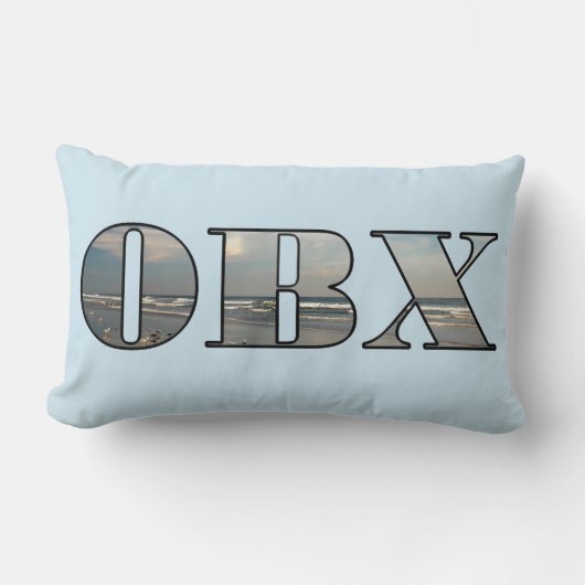 OBXビーチ文字 ランバークッション (正面)