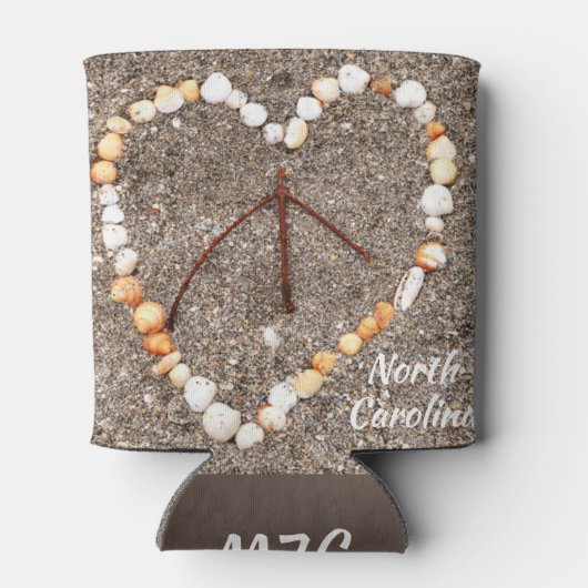 OBXビーチNCシーセルハート平和サイン 缶クーラー (裏面)