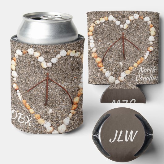 OBXビーチNCシーセルハート平和サイン 缶クーラー