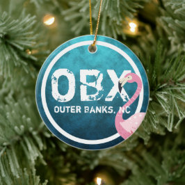 OBXピンクフラミンゴ | The Outer Banks NCクリスマス セラミックオーナメント