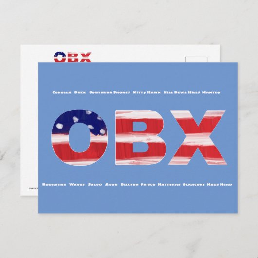OBX国旗の文字と町 ポストカード (正面/裏面)
