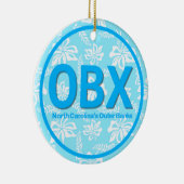OBX外パーソナライズされた岸ブルーフラワークリスマス セラミックオーナメント (右)