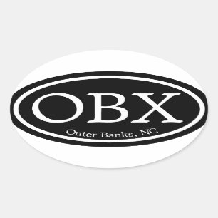 OBX外銀行黒の楕円形 楕円形シール