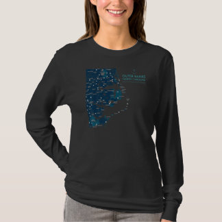 Obx Ncアウターバンクス地図ダックコロラビーチバケーション Tシャツ