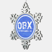 OBX NCアウターバンクズノースカロライナビーチホリデイ スノーフレークピューターオーナメント (右)