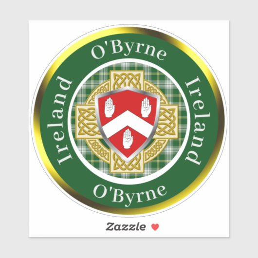 O'Byrne Irish Shield & Celtic Cross Personalized シール (シート)