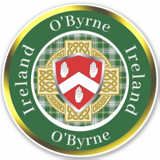 O'Byrne Irish Shield & Celtic Cross Personalized シール (正面)