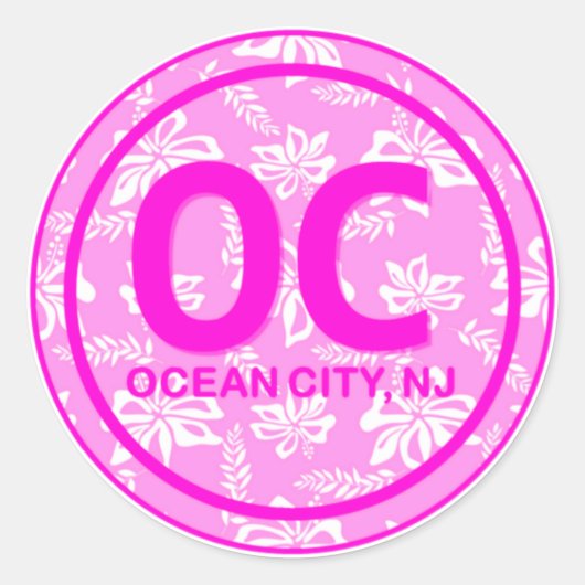 OC海シティNJニュージャージーピンクビーチ花 ラウンドシール (正面)