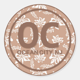 OC海シティNJブラウンビーチフラワーステッカー ラウンドシール
