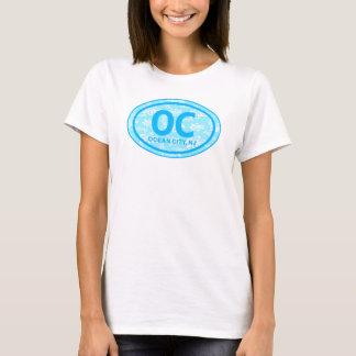 OC海シティNJブルーフローラビーチラベルTシャツ Tシャツ