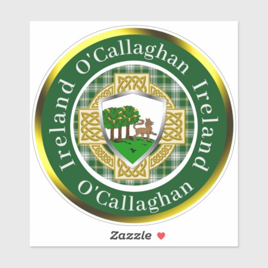 O'Callaghan Irish Shield/Celtic Cross Personalized シール (シート)