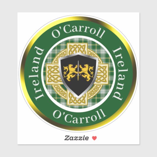 O'Carroll Irish Shield/Celtic Cross Personalized シール (シート)