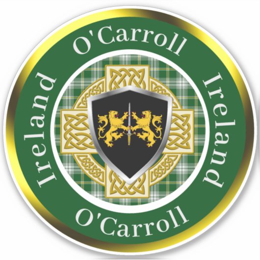 O'Carroll Irish Shield/Celtic Cross Personalized シール (正面)