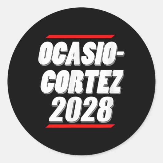 Ocasio-cortez 2028 – 大統領のために！ ラウンドシール (正面)