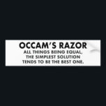 Occam's Razor Definition Scienceギーク バンパーステッカー<br><div class="desc">OccamのRazorは、他の全ての事が同じであり、解決策が一つであシンプルる傾向があることを示す科学の原最高の理である。科学素晴らしギークの贈り物。前提が多ければ多いほど、説明の可能性は低くなる。</div>