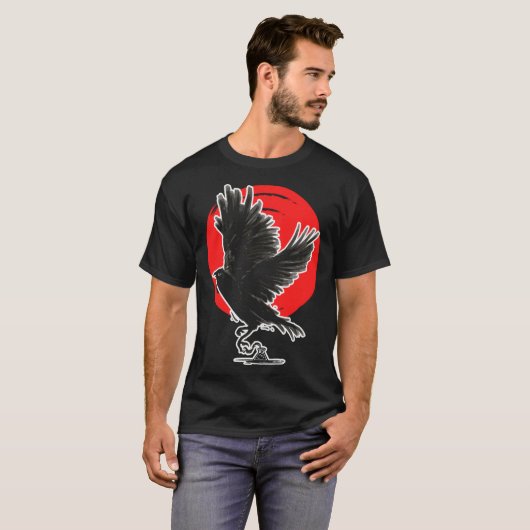 Occult Crow Gothic Baphomet Raven Emo Witchcraft Tシャツ (正面フル)