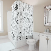 occult mystical esoteric witchcraft crystals white シャワーカーテン (インサイチュ)