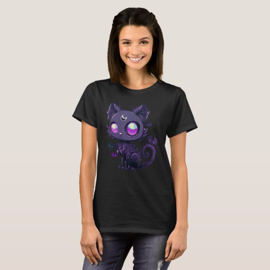 Occult Pastel Goth Cat Magical Cat Witch Wicca Tシャツ (正面フル)