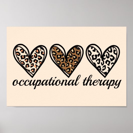 Occupational Therapy Cheetach Print Heart ポスター (正面)