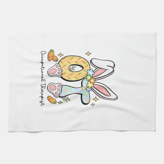 Occupational Therapy Easter Bunny OT OTA Spring Ot キッチンタオル (横)