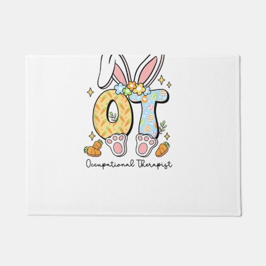 Occupational Therapy Easter Bunny OT OTA Spring Ot ドアマット (正面)