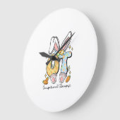 Occupational Therapy Easter Bunny OT OTA Spring Ot ラージ壁時計 (傾斜)