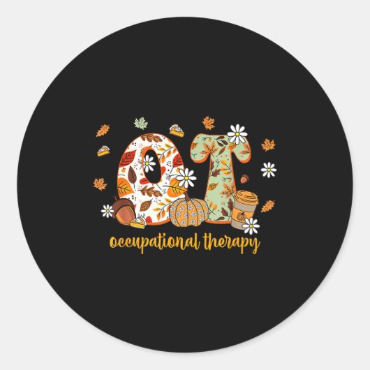 Occupational Therapy Fall Ot Ota Autumn Thanksgivi ラウンドシール (正面)