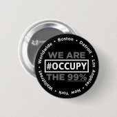 Occupy wall streetおよび世界的なボタン 缶バッジ (正面&裏面)