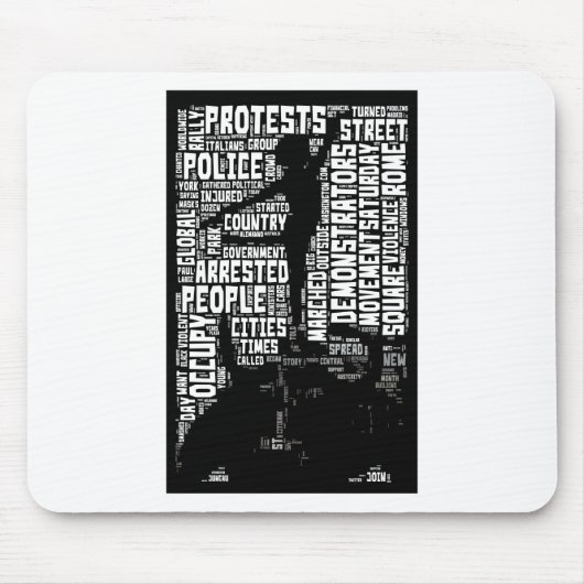 Occupy wall streetの単語の雲 マウスパッド (正面)