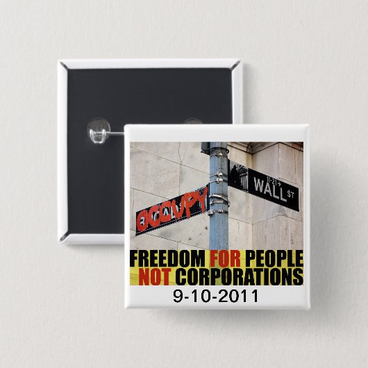 Occupy wall streetピン 缶バッジ (正面&裏面)