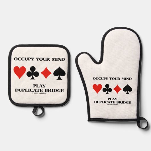 Occupy Your Mind Play Duplicate Bridge Card Suits 鍋つかみ&鍋敷きセット (正面)